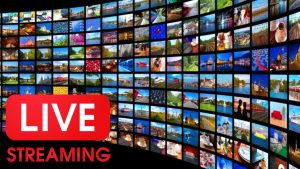 Live streaming graphic with multiple channels depicted
