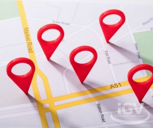 Multiple location with map points representing SEO