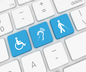 Keys on keyboard that represent different disabilities for website accessibility.